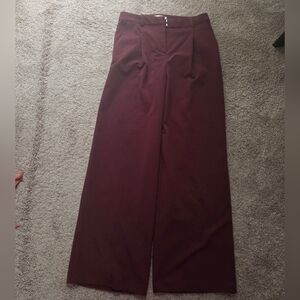 H&M Women's Wide Leg Burgundy Pants